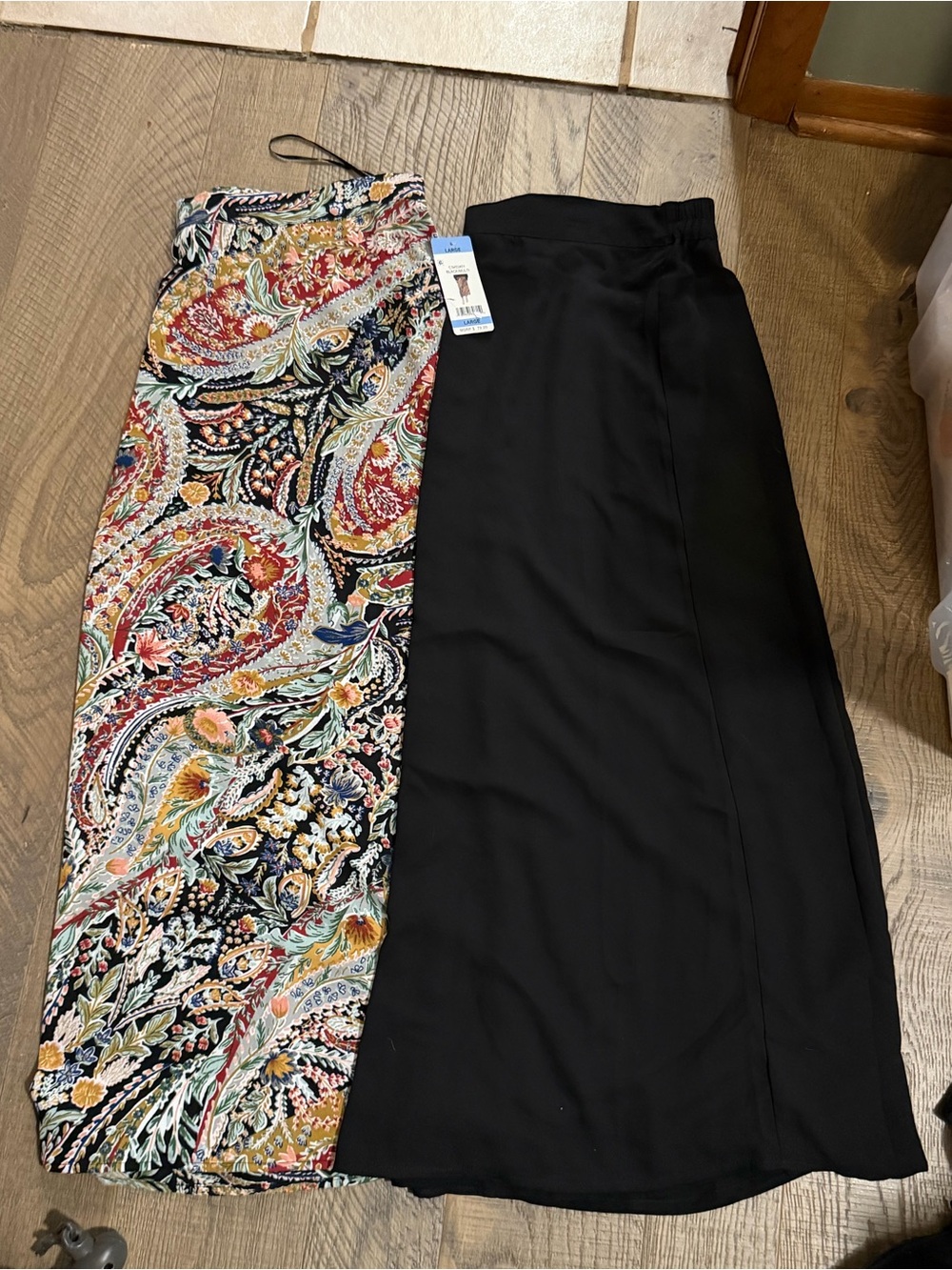 Vince Camuto Black and Multicolor Maxi Skirt (Two-Piece Look)